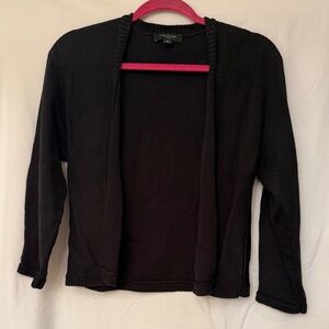 Ann Taylor Petite Black Knit Open Front Cropped Cardigan Shrug — Size MP